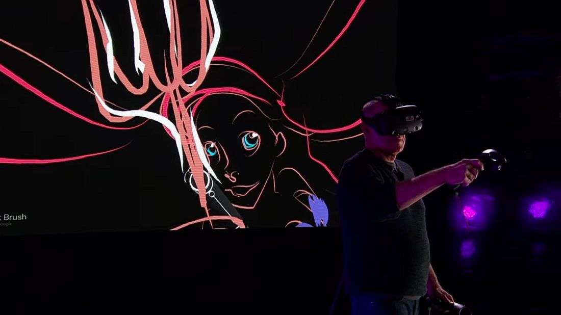 Glen Keane animador de Disney dibuja a Ariel la sirenita en vivo utilizando la realidad virtual