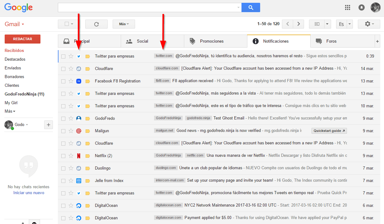 Gmail Sender Icons permite identificar fácilmente correos