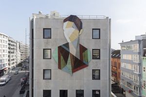 Retratos geométricos construidos con madera por Tefaan De Croock